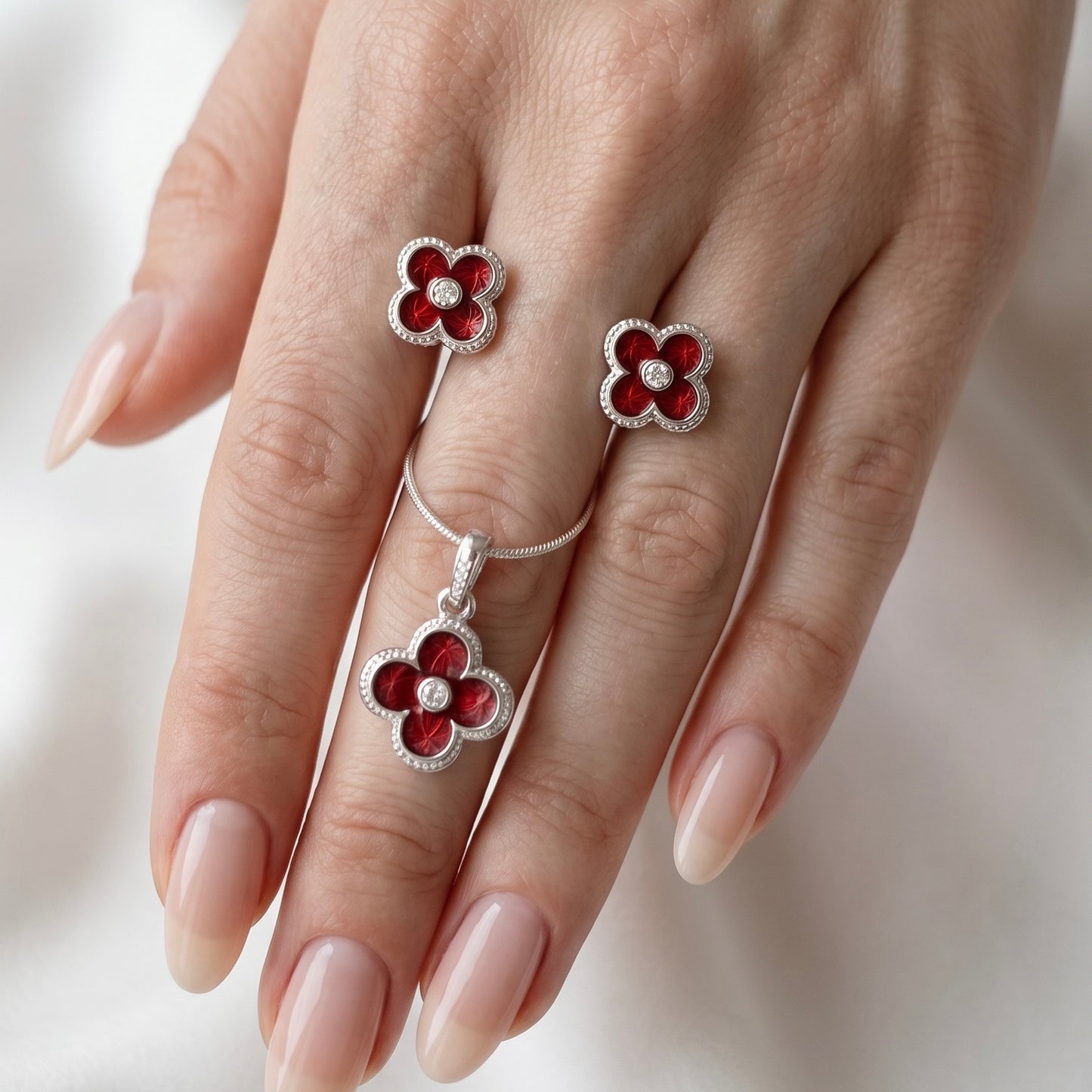 CONJUNTO ESTILO VAN CLEEF PLATA