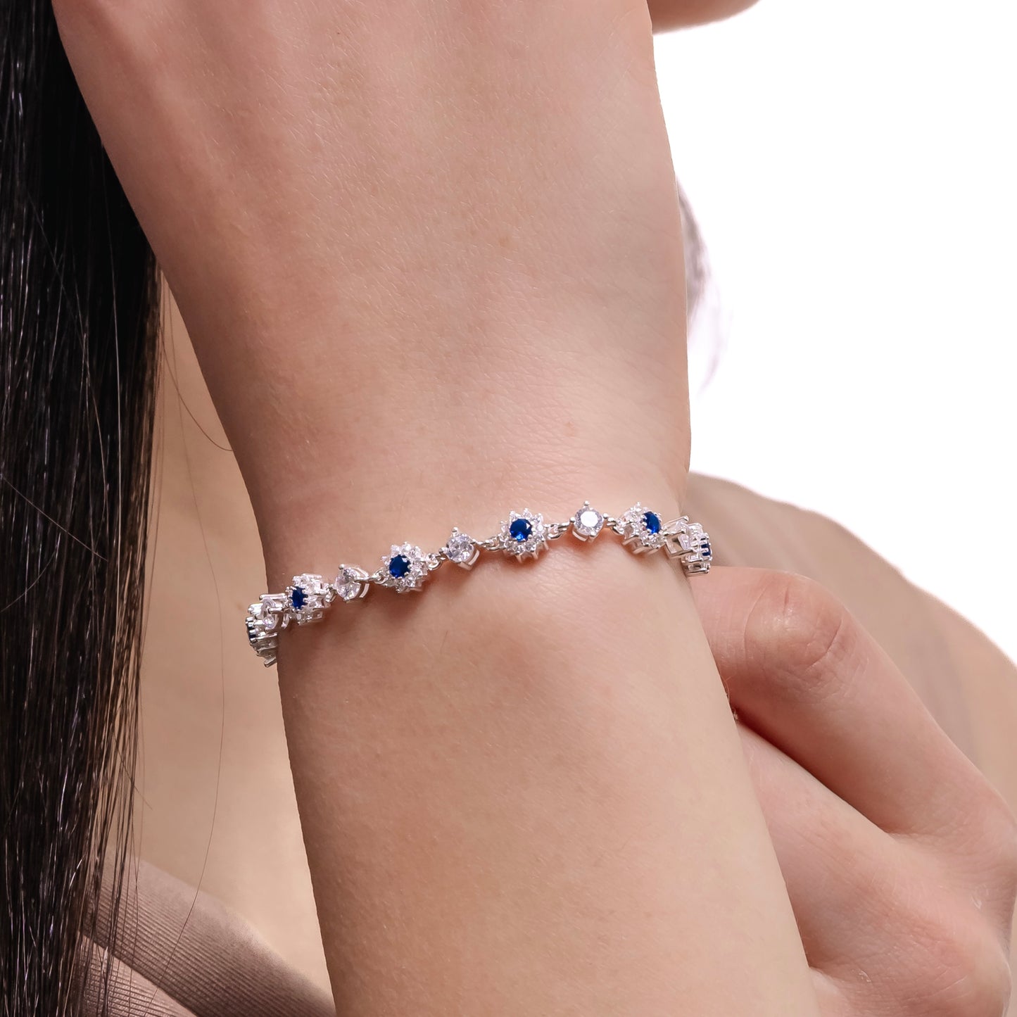 PULSERA BLUE BLOSSOM PLATA