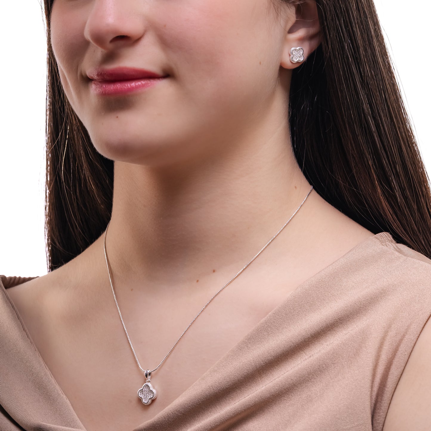 CONJUNTO ESTILO VAN CLEEF PLATA