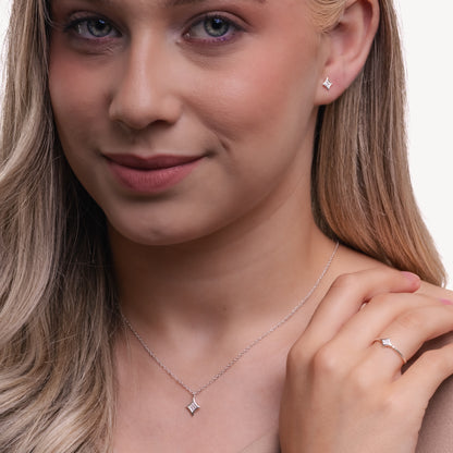 CONJUNTO CON DIAMANTES NATURALES PLATA