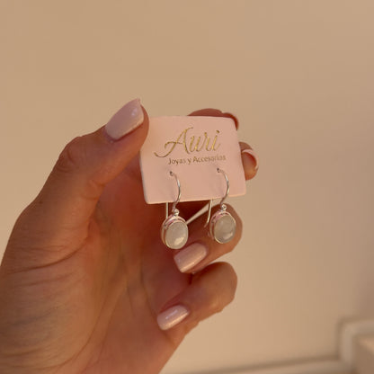 PENDIENTES PIEDRA LUNAR ÓVALO