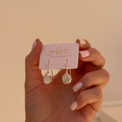 PENDIENTES PIEDRA LUNAR ÓVALO