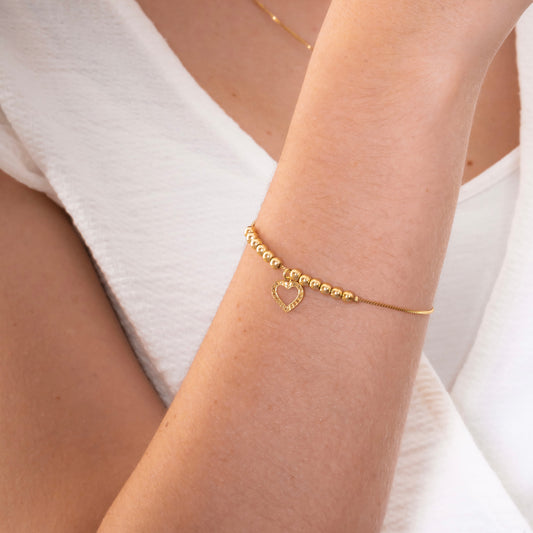 PULSERA BOLITAS CORAZÓN