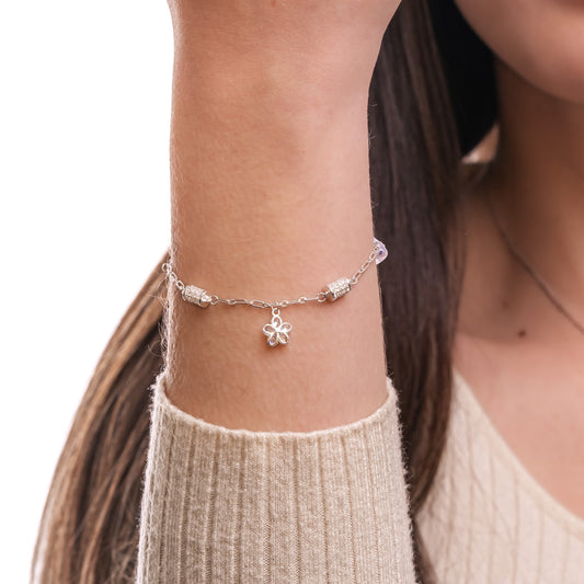 PULSERA FLOR PLATA