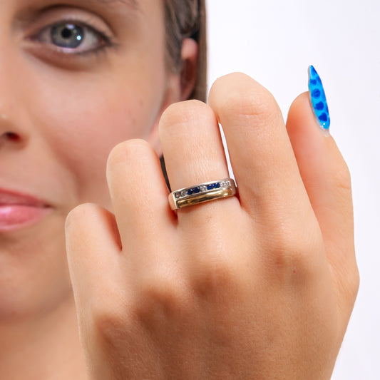 ANILLO DE PLATA Y ORO 10 KILATES