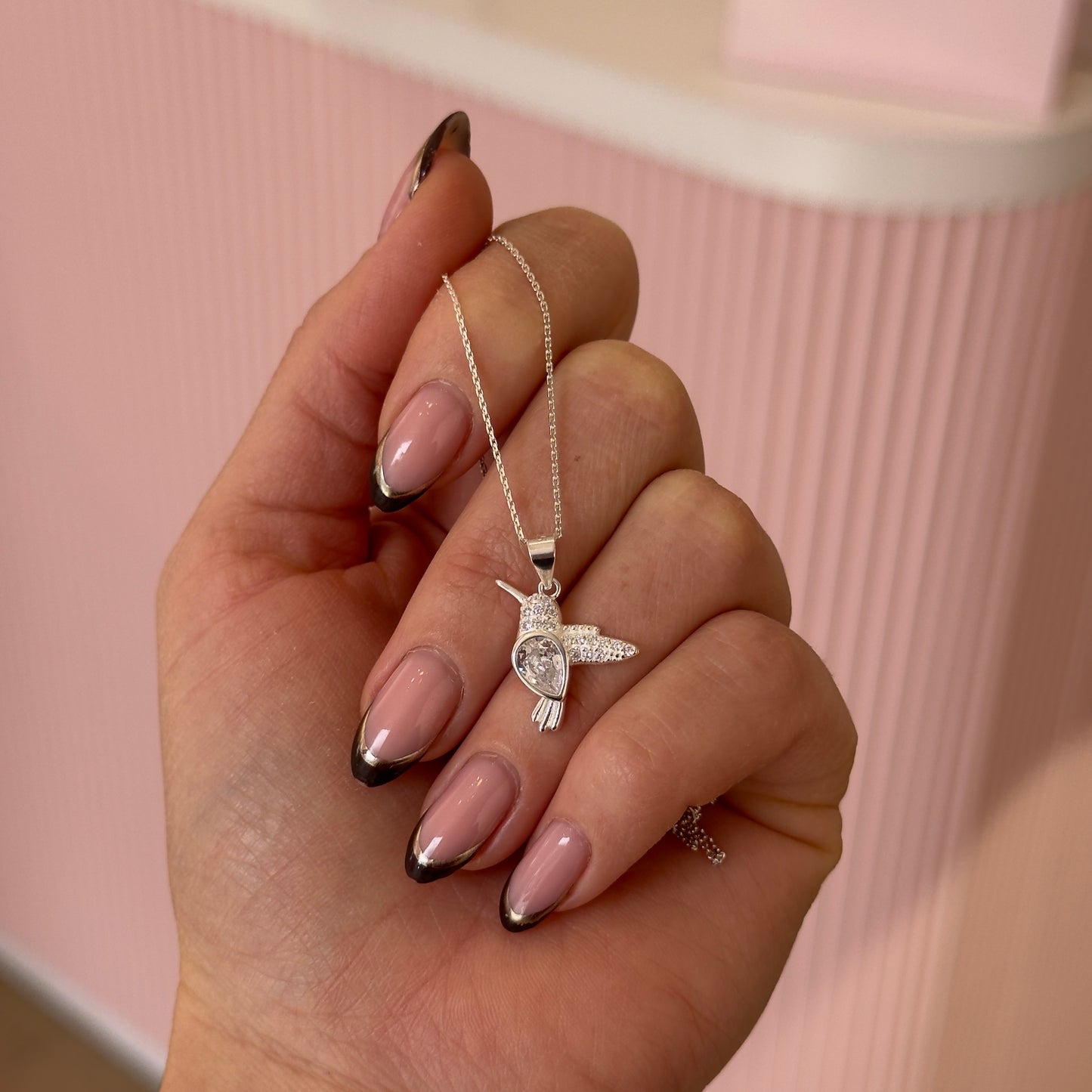 CADENITA COLIBRÍ BLANCO PLATA
