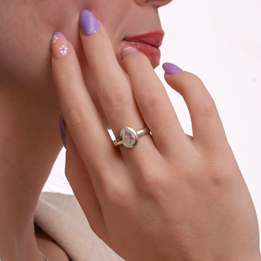 ANILLO PIEDRA LUNAR PLATA