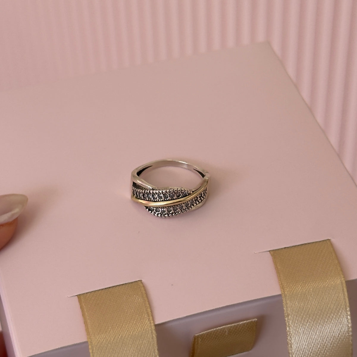 ANILLO CRUZADO PLATA Y ORO