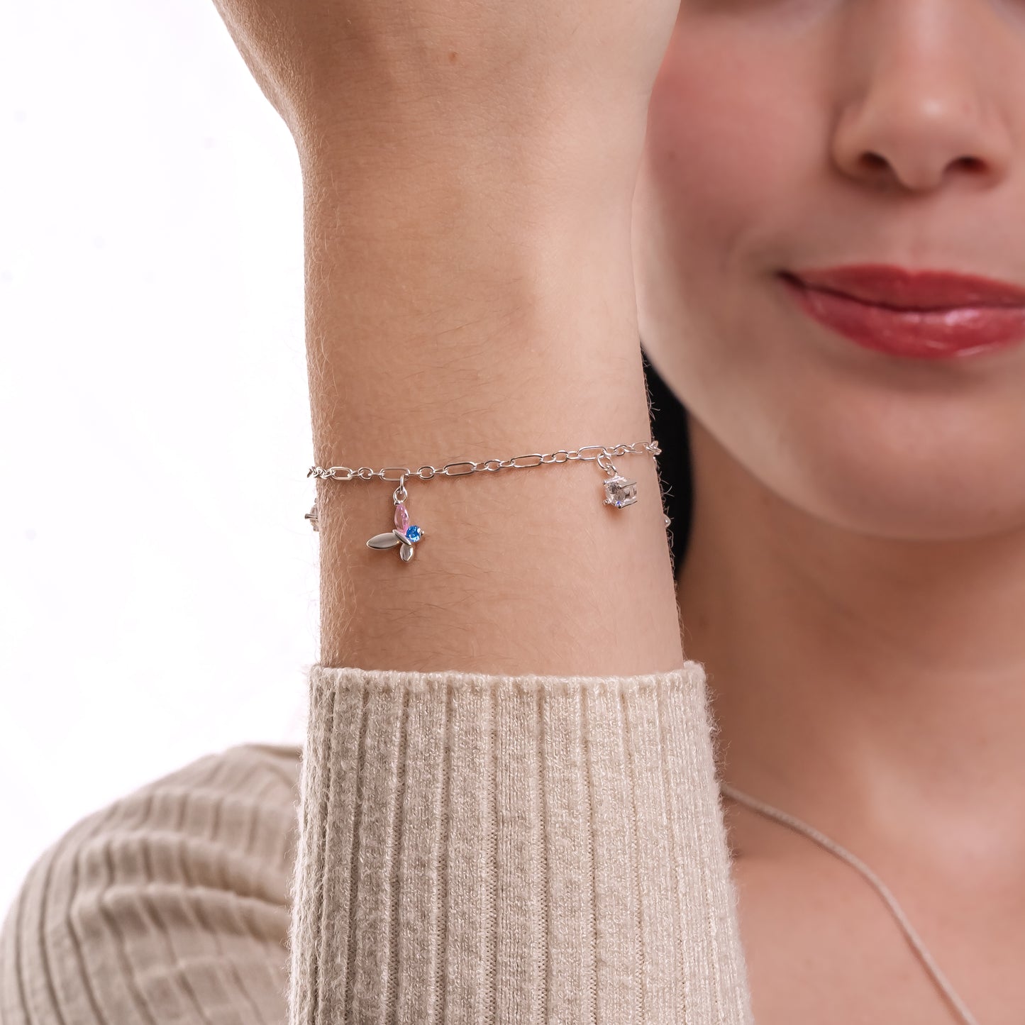 PULSERA MARIPOSAS PLATA