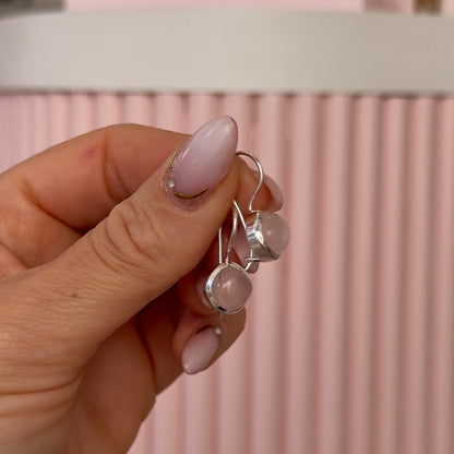 CARAVANAS CUARZO ROSA Y PLATA