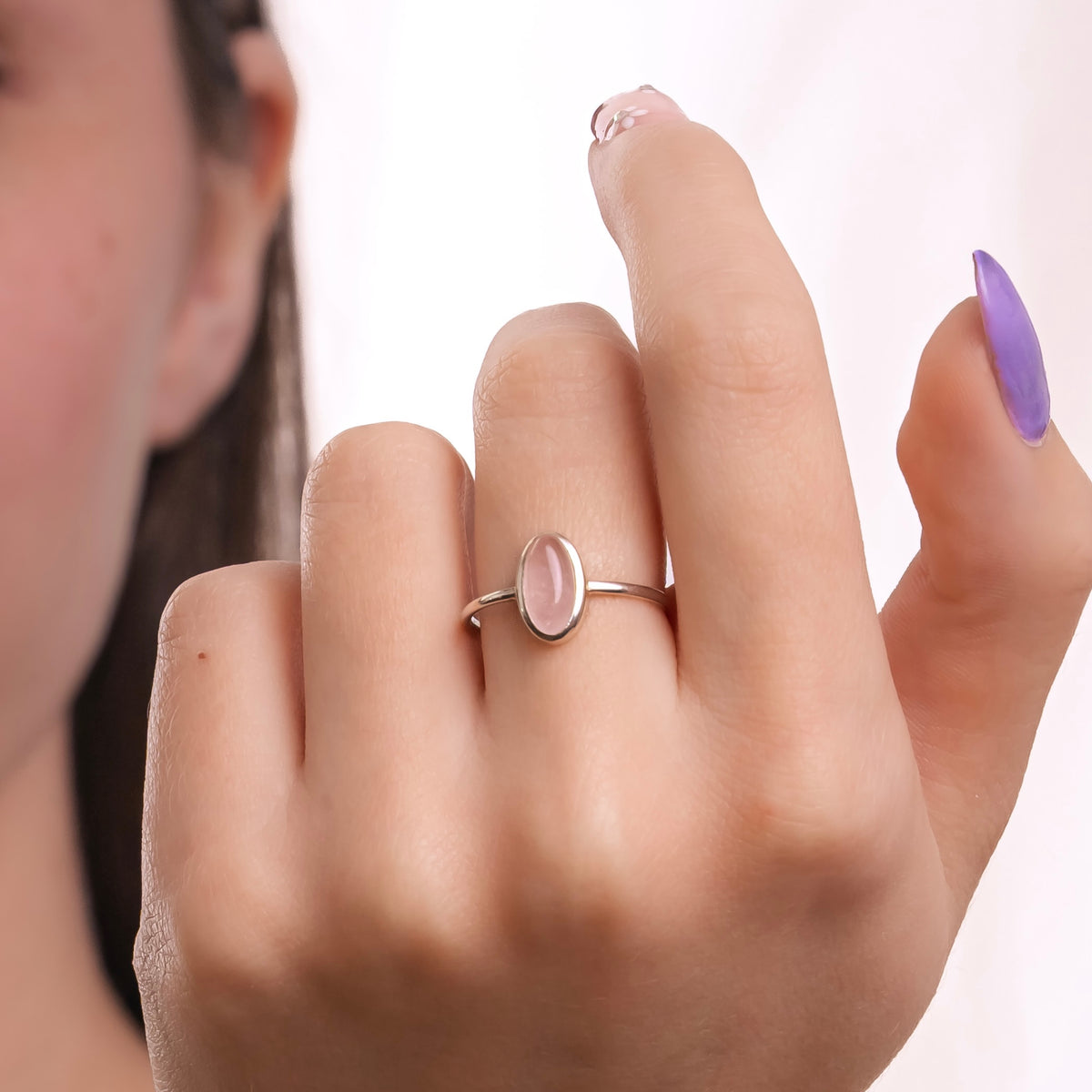 ANILLO CUARZO ROSA PLATA