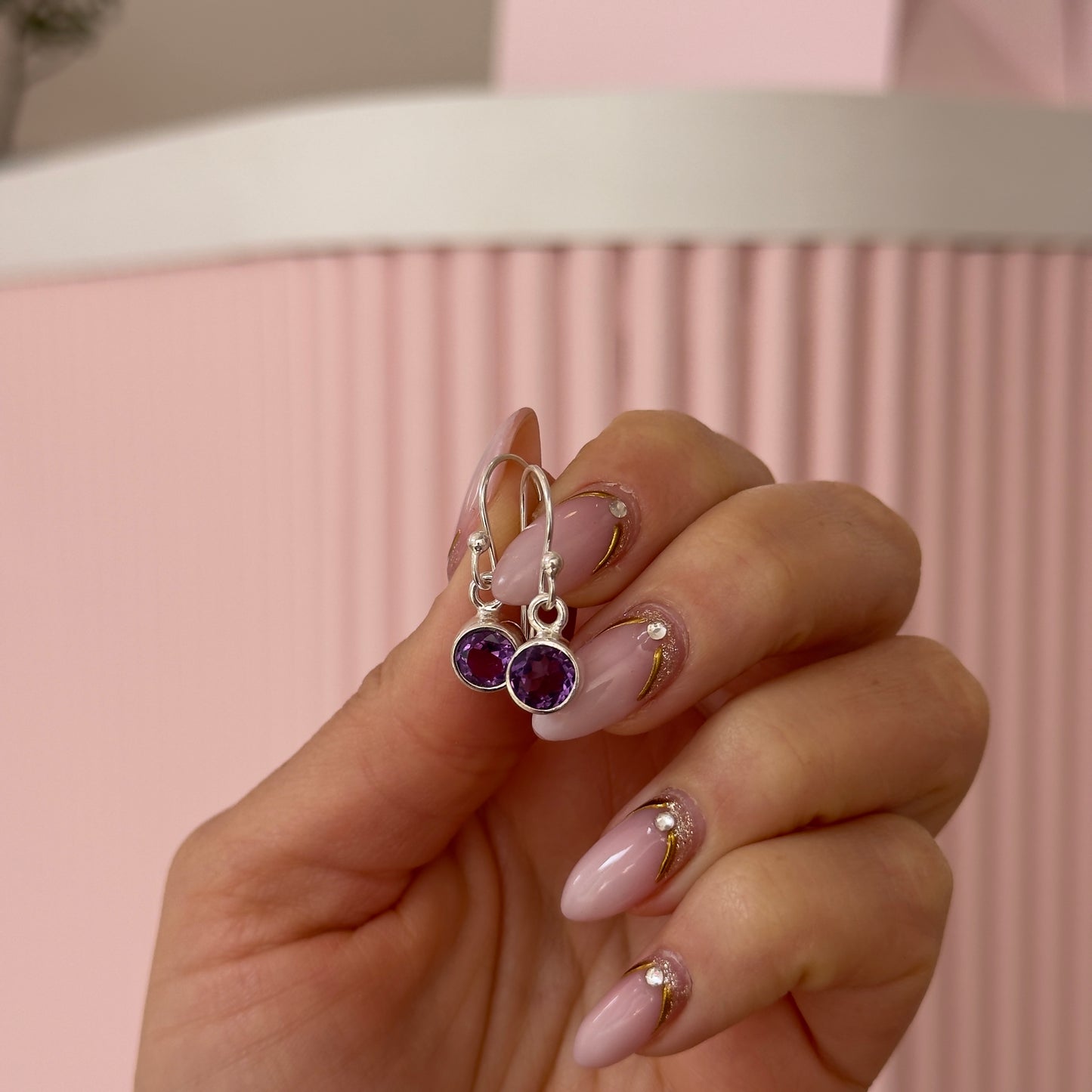 PENDIENTES AMATISTA PLATA
