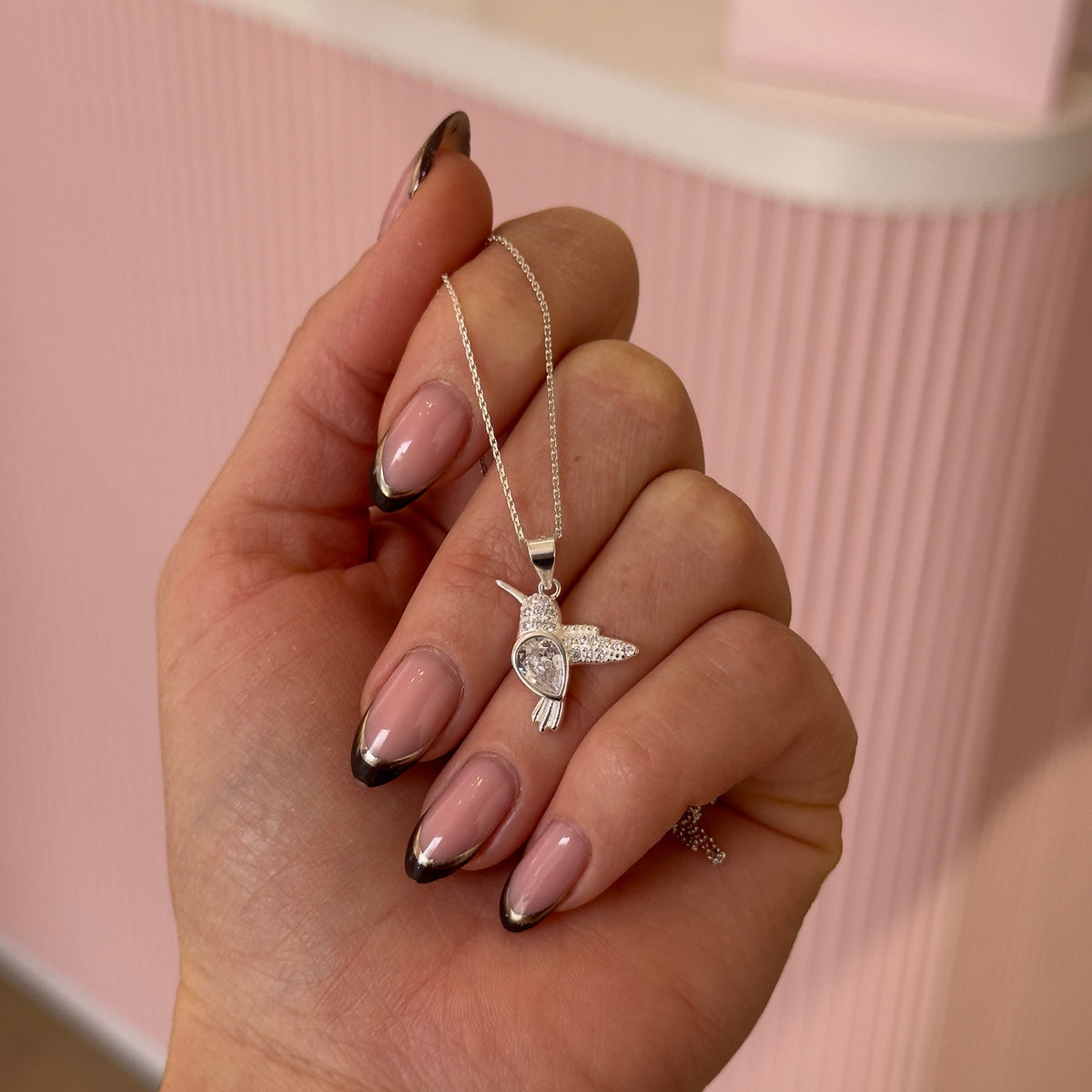 CADENITA COLIBRÍ BLANCO PLATA