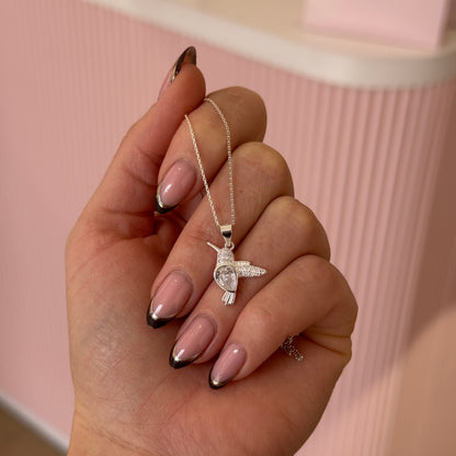 CADENITA COLIBRÍ BLANCO PLATA