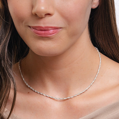 CADENITA DE BOLITAS DIAMANTADAS PLATA