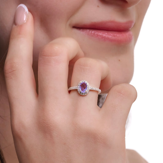 ANILLO LILA PLATA