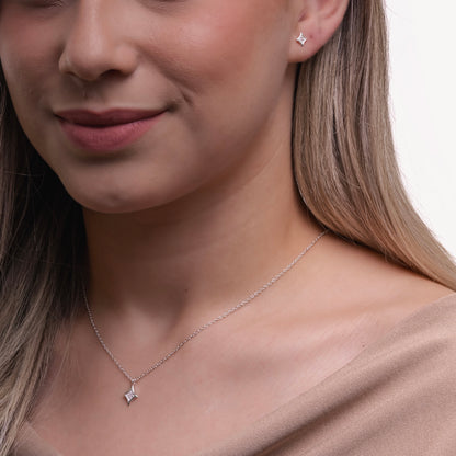 CONJUNTO CON DIAMANTES NATURALES PLATA