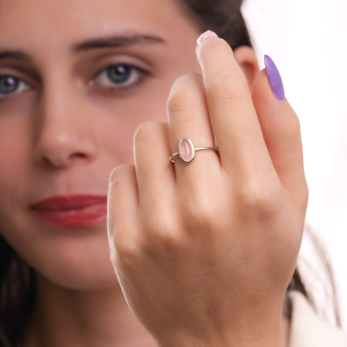 ANILLO CUARZO ROSA PLATA