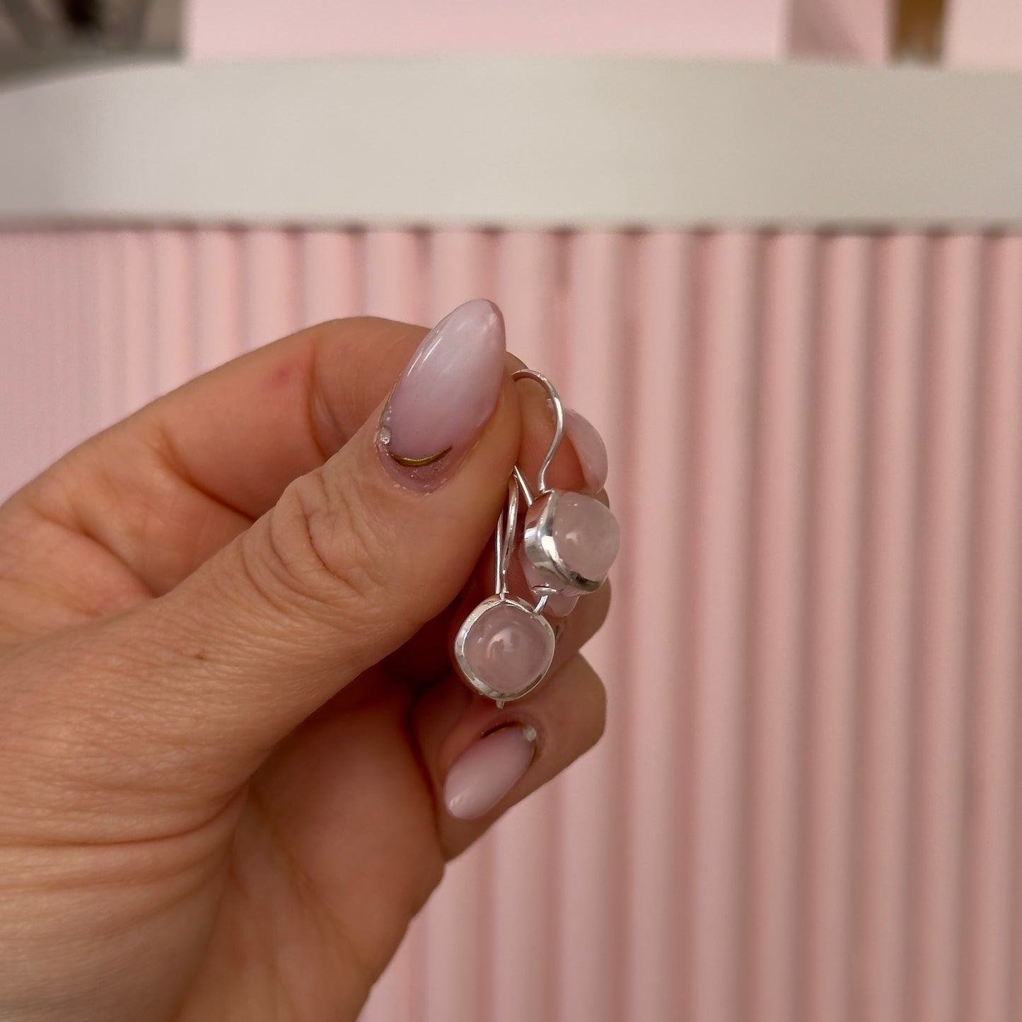 CARAVANAS CUARZO ROSA Y PLATA