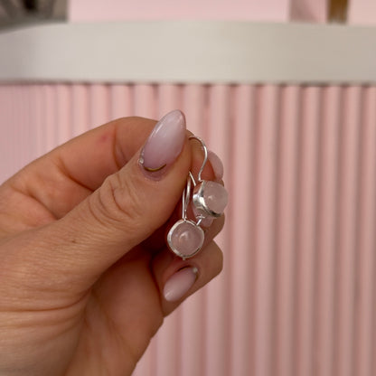 CARAVANAS CUARZO ROSA Y PLATA