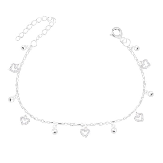 TOBILLERA CORAZÓN Y BOLITAS